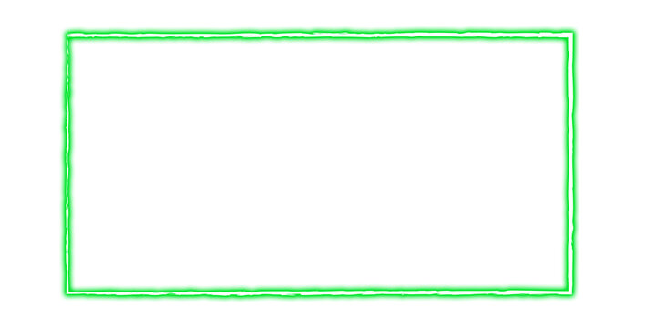 Vivid green and black rectangular border frame with white center rectangle isolated on a transparent background