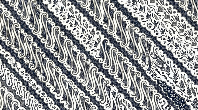 Traditional parang batik pattern with elegant floral leaf motifs