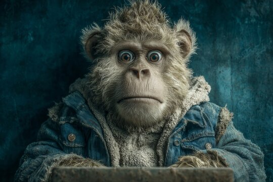Ape in the night: human-like fear at the keyboard. Ape and lapto