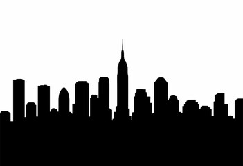 Fototapeta premium City Skyline Silhouette Against White Background