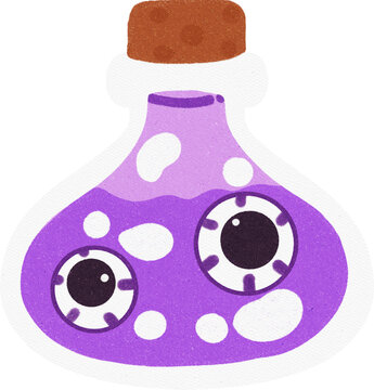 Cute Purple Potion Bottle with Eyes