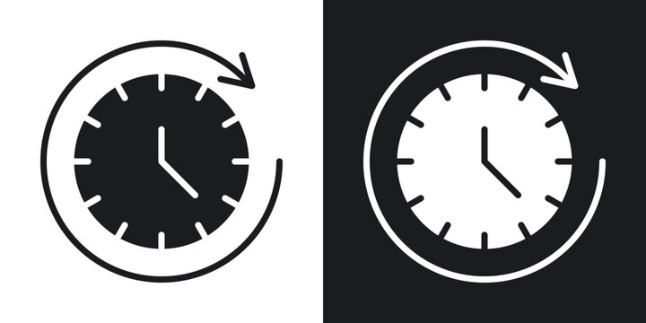 Wait time icons in solid black and white collection