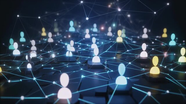 Cinematic Decentralized Blockchain Network Peer Node Visualization Abstract Animation
