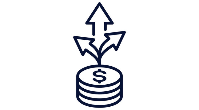 Financial growth investment money stack dollar sign arrows up vector icon