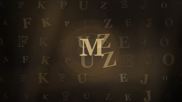 Luxury Alphabet Monogram Pattern Background with Dark Champagne Line Art