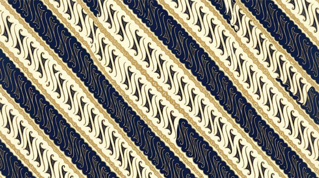 Traditional parang batik pattern with navy and beige diagonal stripes