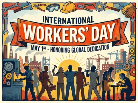 International Workers Day Poster Celebrating Labor Solidarity.