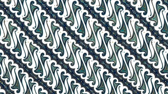 Seamless indonesian batik parang motif with elegant blue tones