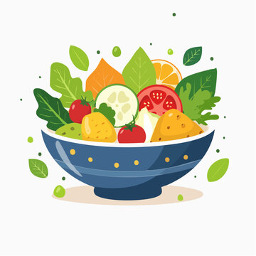 Colorful Salad Bowl Illustration