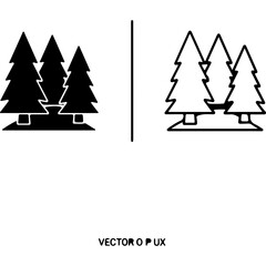 Fototapeta premium Minimalist Forest Pine Tree Icon Set Design