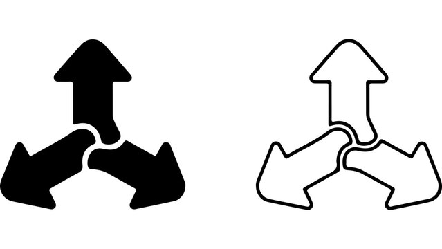 Three Way Split Arrows Icon Set
