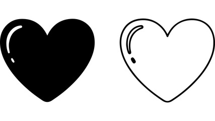 Obraz premium Minimalist Black And White Heart Shape Vector Icons