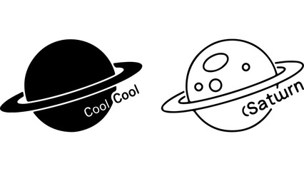 Saturn Planet Icon Set With Creative Typography © Sutrisno