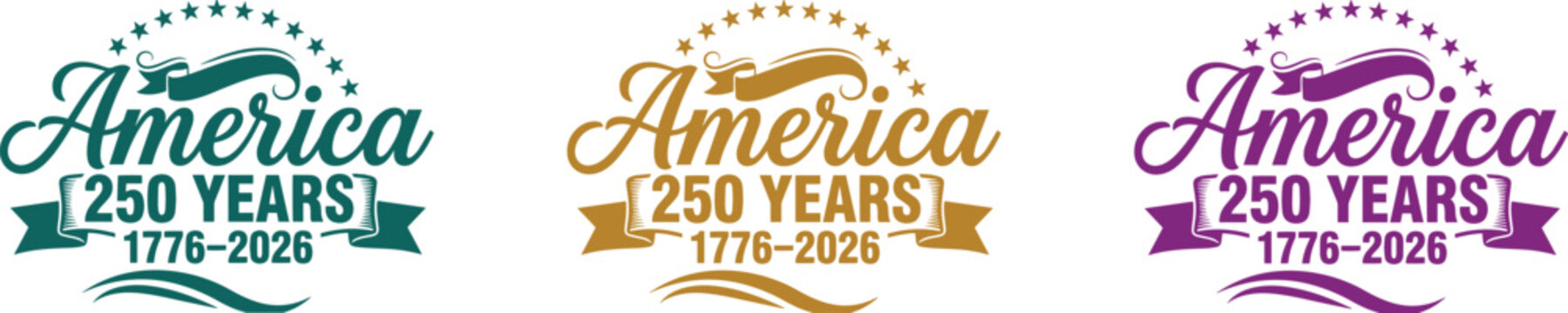 America 250th anniversary logo variations 1776 2026 commemorative designs