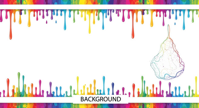 Rainbow Paint Drips Border with Hershey Kiss Outline - Abstract Colorful Background