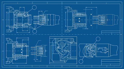 Obraz premium Futuristic blue technology blueprint vector schematic diagram.