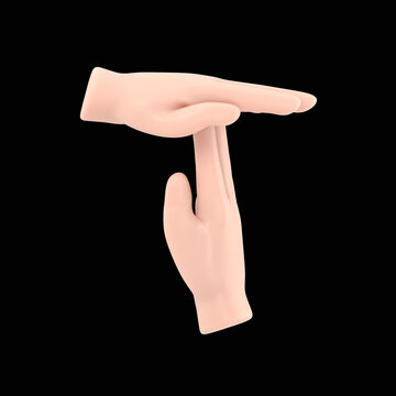 Businessman hands signaled a break from work.Gesture hands time-out isolated .3D rendering on black Screen for footage and clipping path.