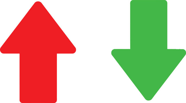 Red arrow pointing up and green arrow pointing down symbols