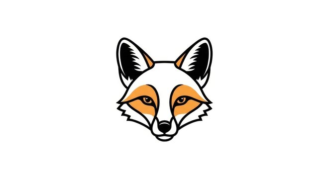 Minimalist fox head graphic with orange and black accents