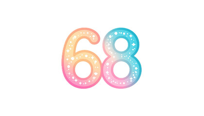 Fototapeta premium sixty eight 68 sixty-eight 68th sixty-eighth colorful illustration number numeric numeral digit symbol decoration design element graphic