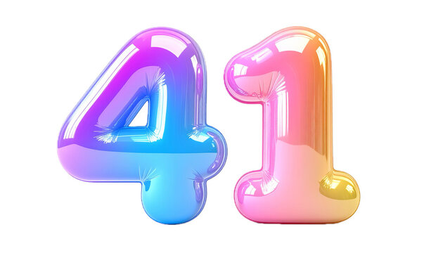 Colorful 3D balloon numbers forty one.