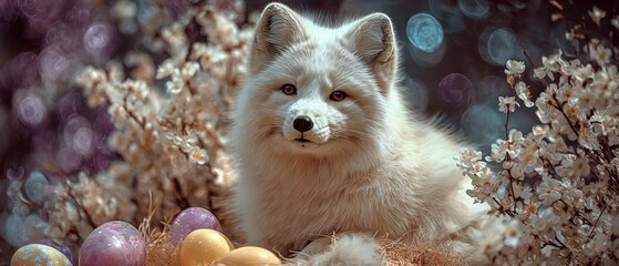 Naklejka premium Charming easter fox: a delightful greeting image. Profit analyti