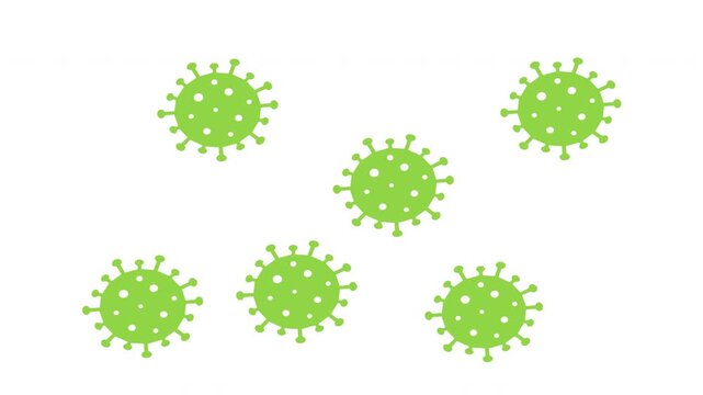 Hantavirus Virus Particles Floating Loop Animation on White Background
