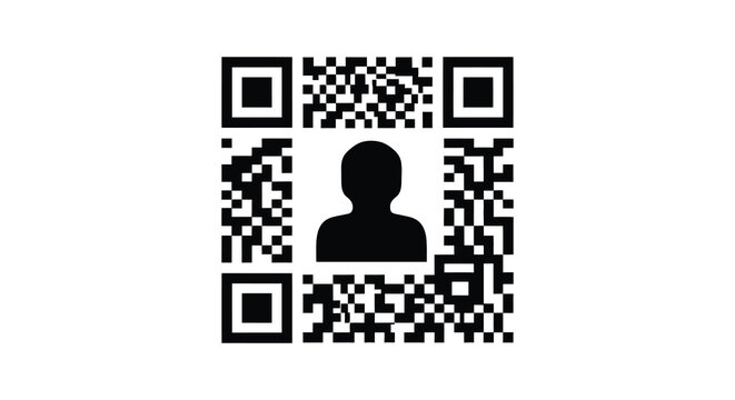 Qr Code With Silhouette Icon Black And White Graphic