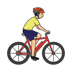 Fototapeta premium Dynamic cyclist in helmet, an active world bicycle day element vector graphic illustration