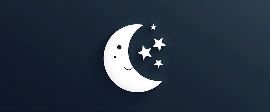 Smiling moon with stars represents good night sleep.