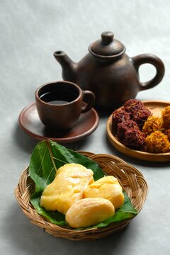 Tape Singkong on plate, fermented cassava.Traditional Javanese dish from Indonesia