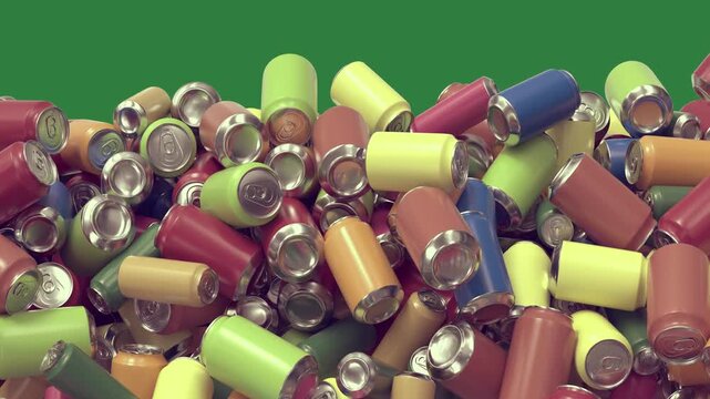 green screen white background bunch cans colorful pile batteries filled different colors animated chromakey background frame figure composition layers movement
