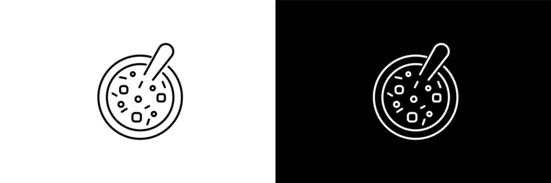 winter melon soup  outline icons in food category. White and Black style linear winter melon soup  icon