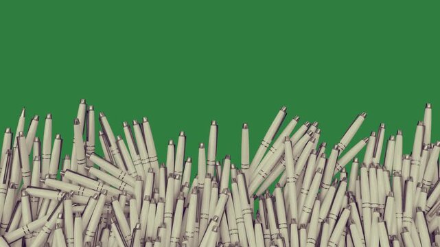 green screen white background bunch flowers pencils plastic straws pile bamboo sticks animated chromakey background style composition colorful scene design