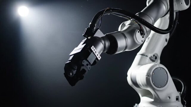 Industrial robotic arm with spotlight.