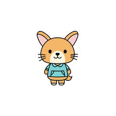 Fototapeta premium Cute cartoon rabbit in blue hoodie.