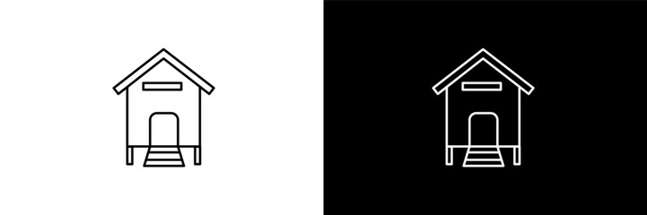 chicken coop outline icons in farming and gardening category. White and Black style linear chicken coop icon © Design_Farm