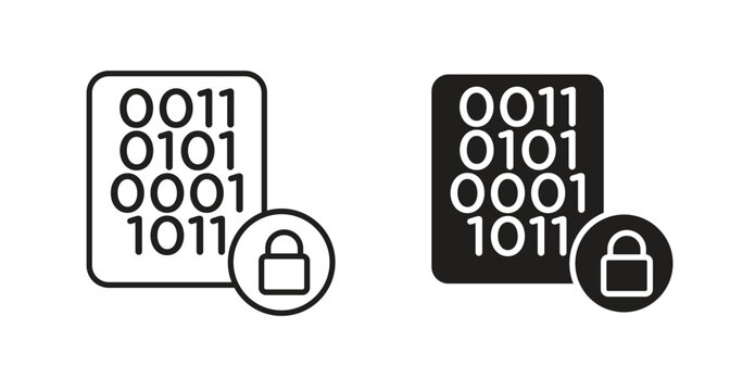 Binary Lock line icon vector set.