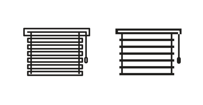 Blinds open line icon vector set.