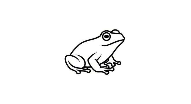 Sitting frog line art profile view