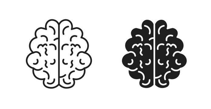 Brain line icon vector set.
