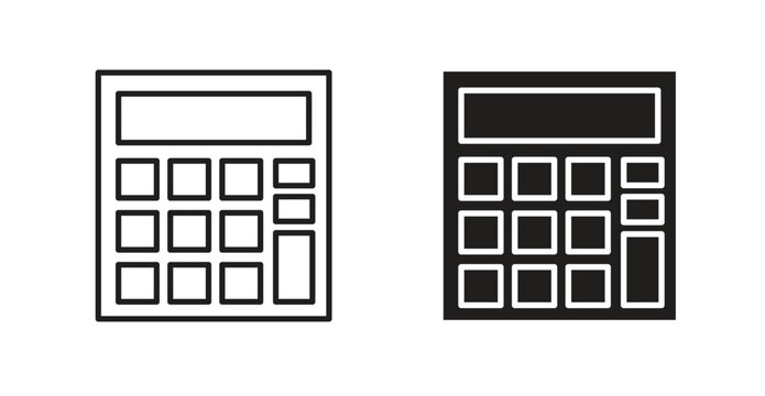 Calculator line icon vector set.