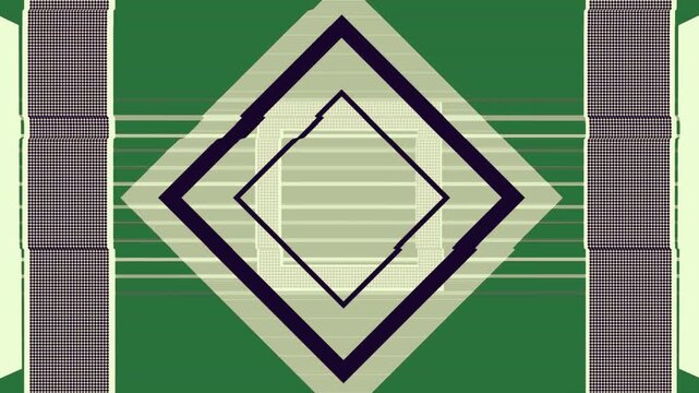 green black diamond logo white geometric pattern soccer field football center green screen animated chromakey background composition figure movement gesture
