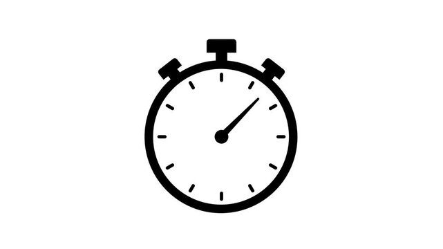 analog stopwatch countdown animation on transparent background. alpha channel. Stopwatch timer icon animation video