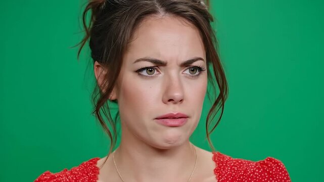 Female raising an eyebrow skeptically while listening to a story.