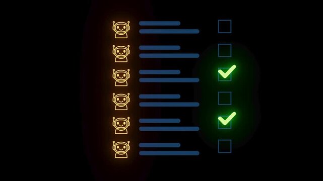 Checklist with icons and green checkmarks showing completed tasks in a dark setting.