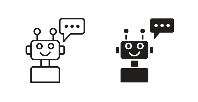 Chatbot speech bubble line icon vector set.