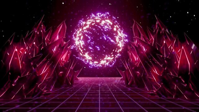 Cyber Crystal Corridor Magenta Core Seamless 4K VJ Loop