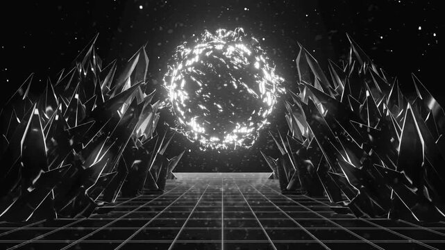 Cyber Crystal Corridor Mono Core Seamless 4K VJ Loop