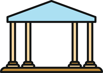 Obraz premium Building icon with columns and a pointed roof for architecture, banking, or law